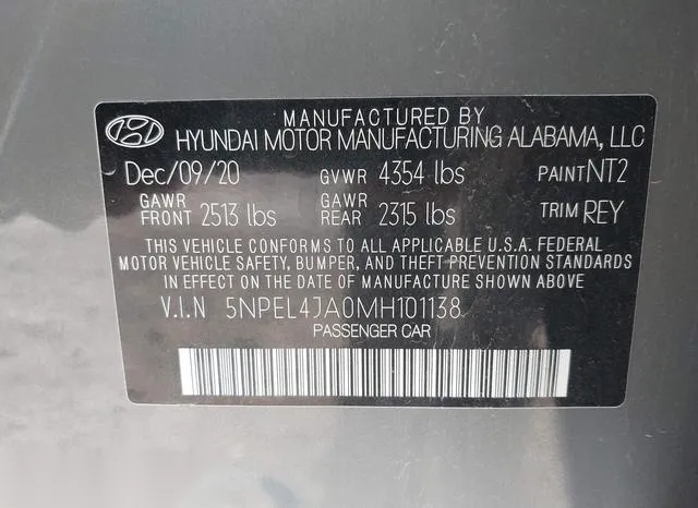 5NPEL4JA0MH101138 2021 2021 Hyundai Sonata- Sel 9