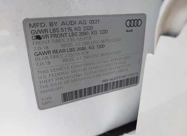 WA1AUCF31M1113719 2021 2021 Audi Q3- Premium 40 Tfsi Quattr 9