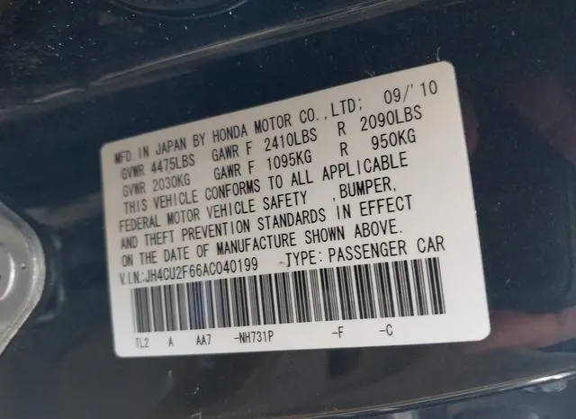 JH4CU2F66AC040199 2010 2010 Acura TSX- 2-4 9