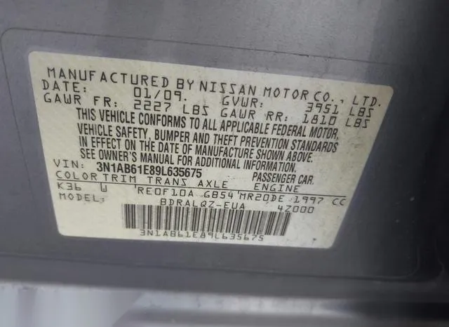 3N1AB61E89L635675 2009 2009 Nissan Sentra- 2-0 9