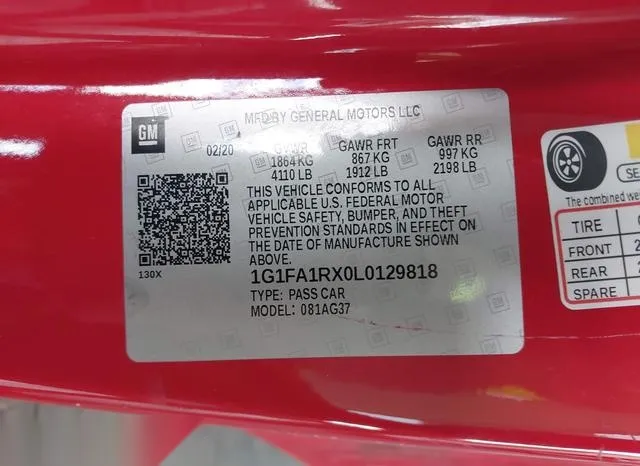 1G1FA1RX0L0129818 2020 2020 Chevrolet Camaro- Rwd  1Lt 9