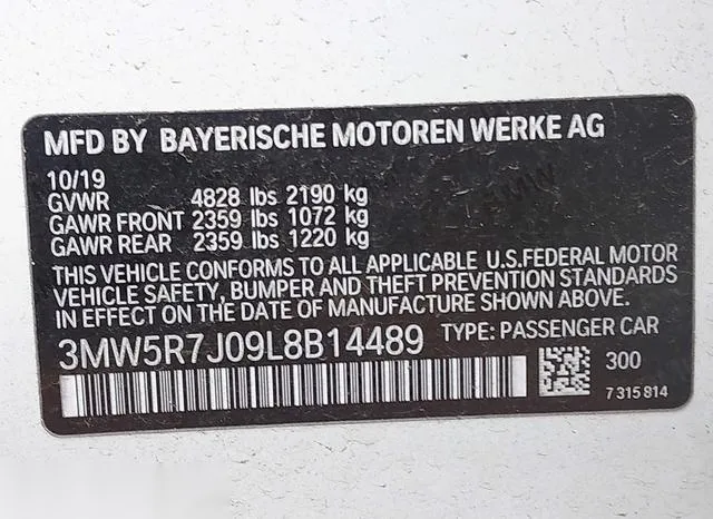 3MW5R7J09L8B14489 2020 2020 BMW 3 Series- 330I Xdrive 9