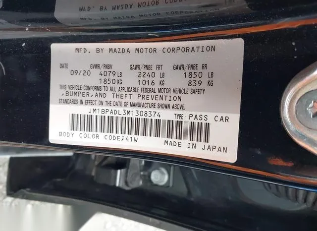 JM1BPADL3M1308374 2021 2021 Mazda 3- Premium 9