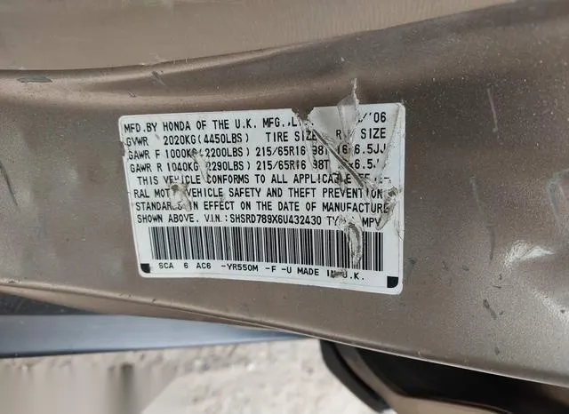 SHSRD789X6U432430 2006 2006 Honda CR-V- SE 9