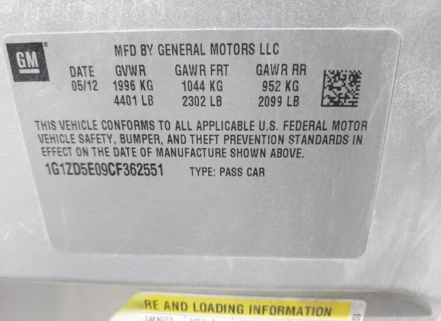 1G1ZD5E09CF362551 2012 2012 Chevrolet Malibu- 2LT 9