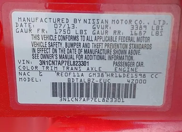 3N1CN7AP7EL823301 2014 2014 Nissan Versa- 1-6 SV 9