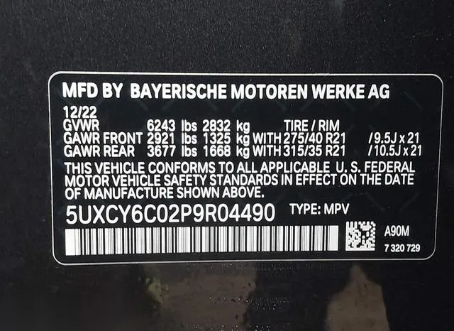 5UXCY6C02P9R04490 2023 2023 BMW X6- Xdrive40I 9