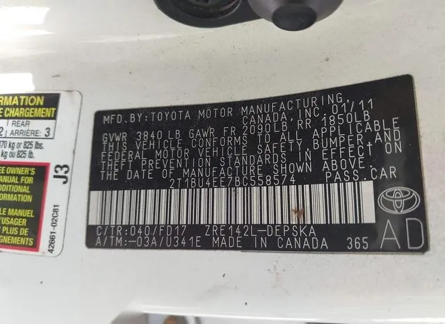 2T1BU4EE7BC558574 2011 2011 Toyota Corolla- S 9