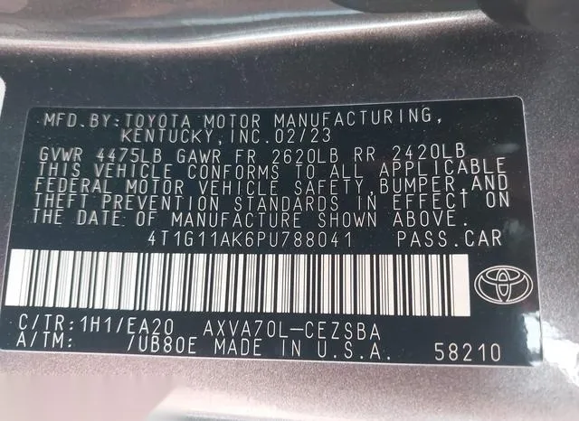 4T1G11AK6PU788041 2023 2023 Toyota Camry- SE 9