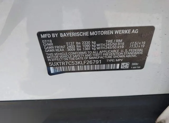 5UXTR7C53KLF26791 2019 2019 BMW X3- Sdrive30I 9