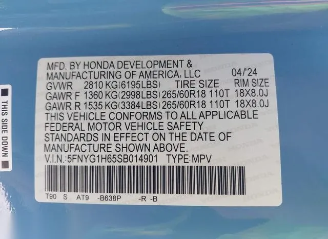 5FNYG1H65SB014901 2025 2025 Honda Pilot- Trailsport 9