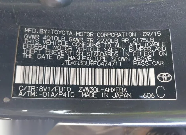 JTDKN3DU9F0474711 2015 2015 Toyota Prius- Two 9