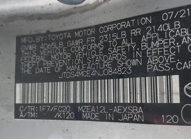 JTDS4MCE4NJ084823 2022 2022 Toyota Corolla- SE 9