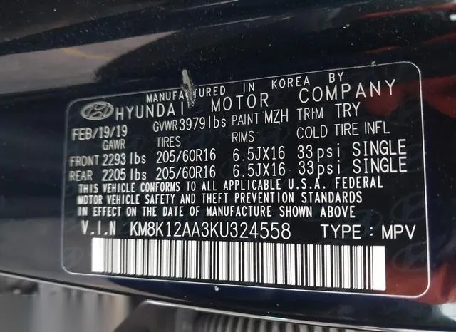 KM8K12AA3KU324558 2019 2019 Hyundai Kona- SE 9