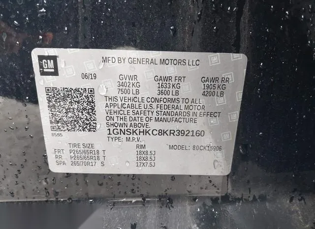 1GNSKHKC8KR392160 2019 2019 Chevrolet Suburban- LT 9