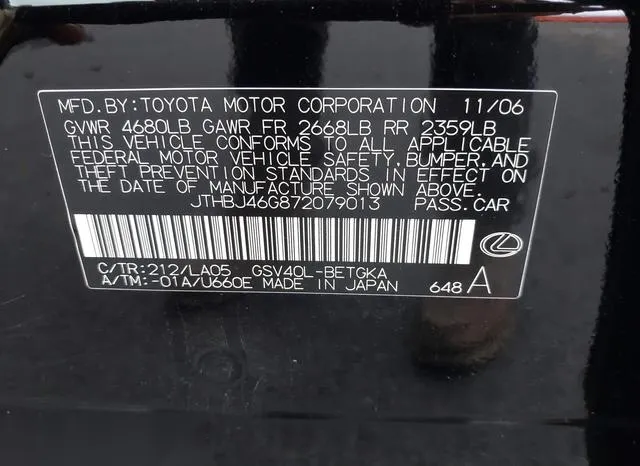 JTHBJ46G872079013 2007 2007 Lexus ES- 350 9