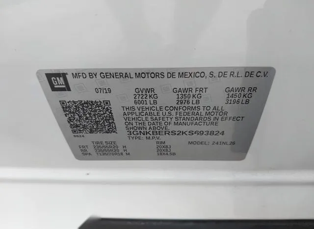 3GNKBERS2KS693824 2019 2019 Chevrolet Blazer- RS 9