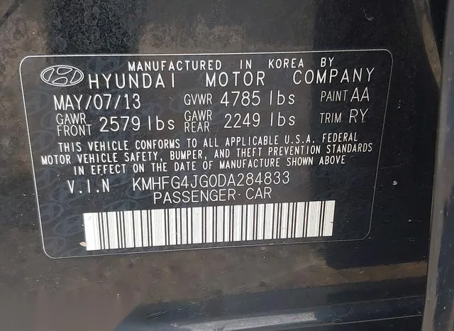 KMHFG4JG0DA284833 2013 2013 Hyundai Azera 9