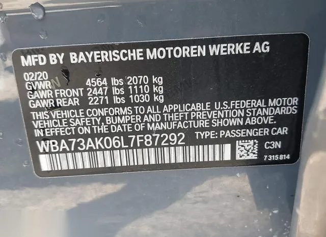 WBA73AK06L7F87292 2020 2020 BMW 228i Gran Coupe- Xdrive 9