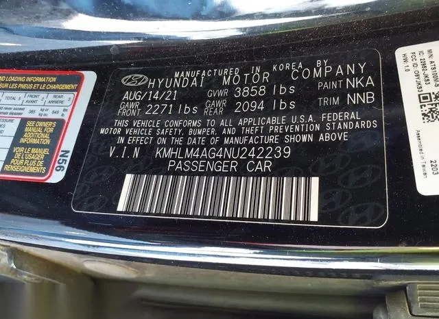 KMHLM4AG4NU242239 2022 2022 Hyundai Elantra- Sel 9