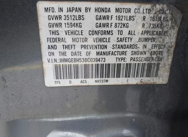 JHMGE8H53DC039473 2013 2013 Honda Fit- Sport 9