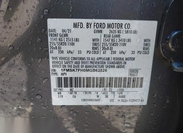 1FMSK7FH0MGB62826 2021 2021 Ford Explorer- Limited 9