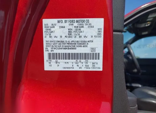 1FMCU04198KB45800 2008 2008 Ford Escape- Limited 9