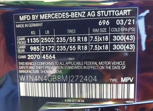 W1N4N4GB8MJ272404 2021 2021 Mercedes-Benz GLA 250 9