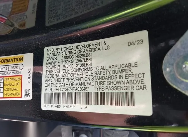 1HGCY2F74PA030467 2023 2023 Honda Accord- Hybrid Sport-L 9