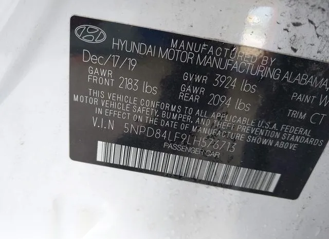 5NPD84LF9LH576713 2020 2020 Hyundai Elantra- Sel 9