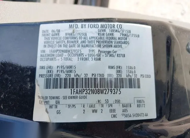 1FAHP32N08W279375 2008 2008 Ford Focus- S 9