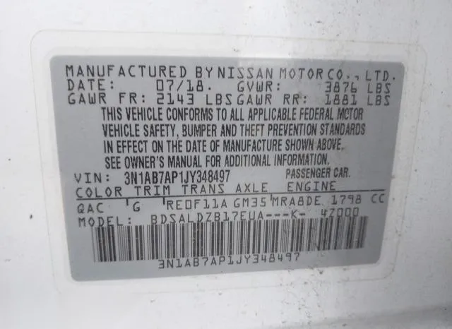 3N1AB7AP1JY348497 2018 2018 Nissan Sentra- SV 9