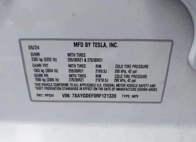 7SAYGDEF0RF121339 2024 2024 Tesla Model Y- Performance Dual 9