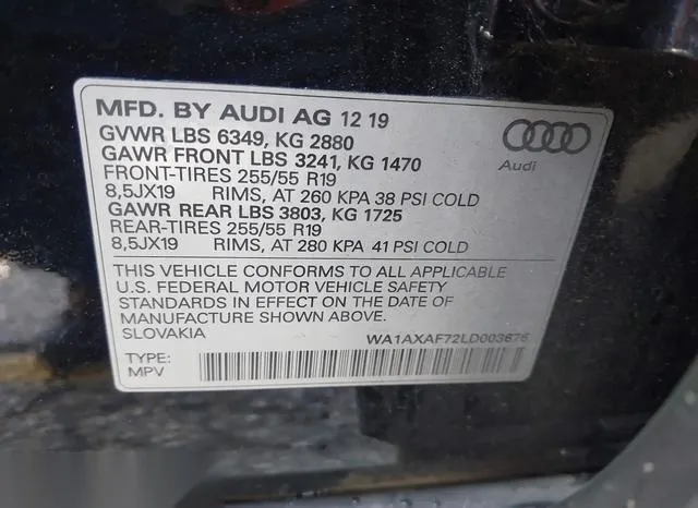 WA1AXAF72LD003676 2020 2020 Audi Q7- Premium 55 Tfsi Quattr 9