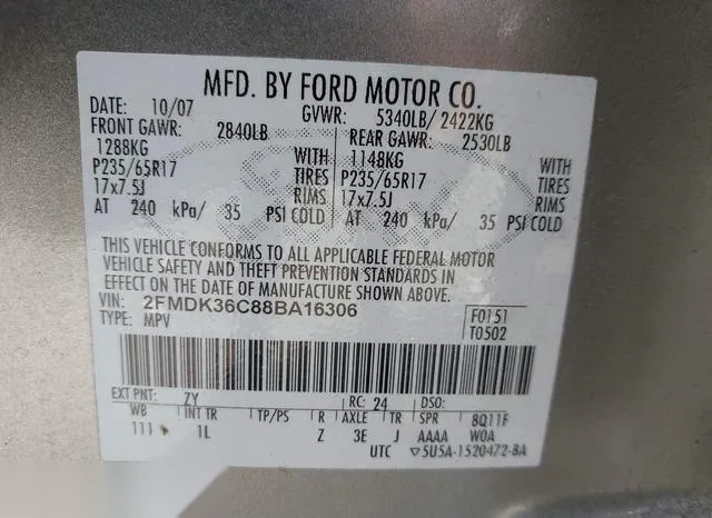 2FMDK36C88BA16306 2008 2008 Ford Edge- SE 9