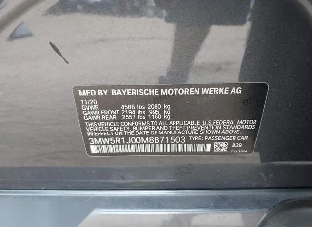 3MW5R1J00M8B71503 2021 2021 BMW 3 Series- 330I 9