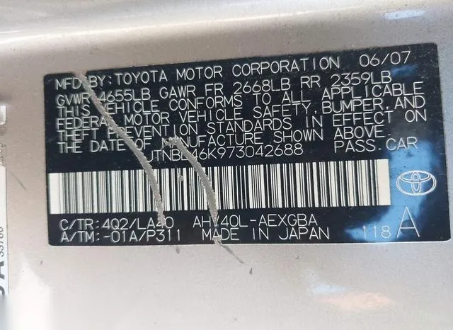 JTNBB46K973042688 2007 2007 Toyota Camry- Hybrid 9