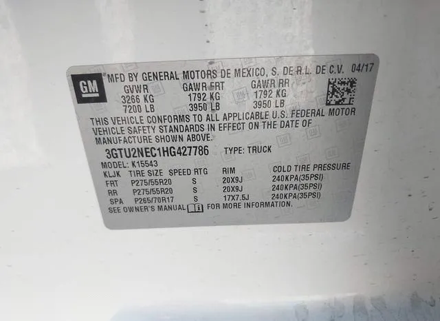 3GTU2NEC1HG427786 2017 2017 GMC Sierra- 1500 Slt 9