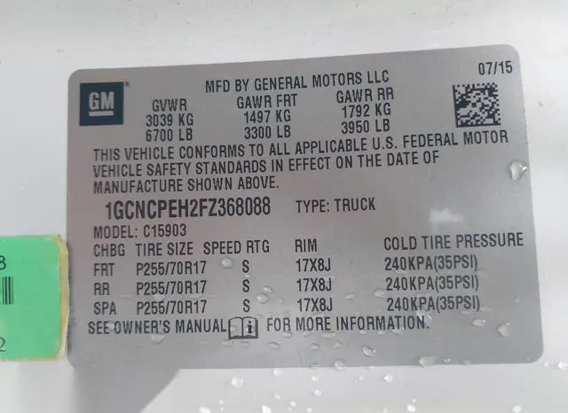 1GCNCPEH2FZ368088 2015 2015 Chevrolet Silverado 1500- WT 9