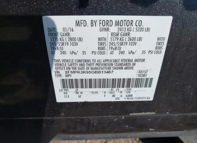 2FMPK3K95GBB13467 2016 2016 Ford Edge- Titanium 9