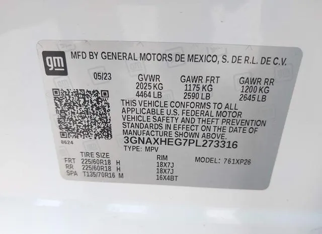 3GNAXHEG7PL273316 2023 2023 Chevrolet Equinox- Fwd Ls 9