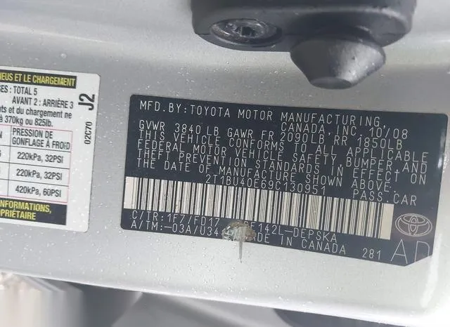 2T1BU40E69C130951 2009 2009 Toyota Corolla- S 9