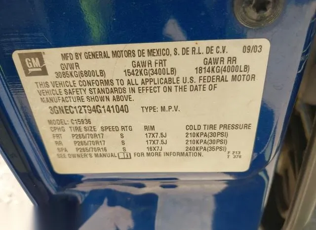 3GNEC12T94G141040 2004 2004 Chevrolet Avalanche 1500 9