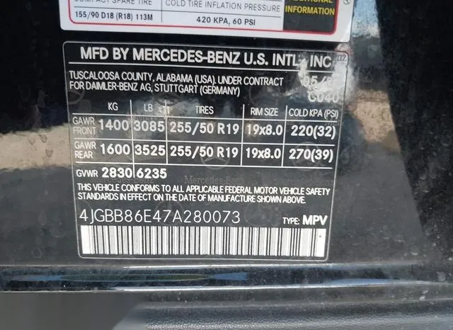 4JGBB86E47A280073 2007 2007 Mercedes-Benz ML 350- 4Matic 9