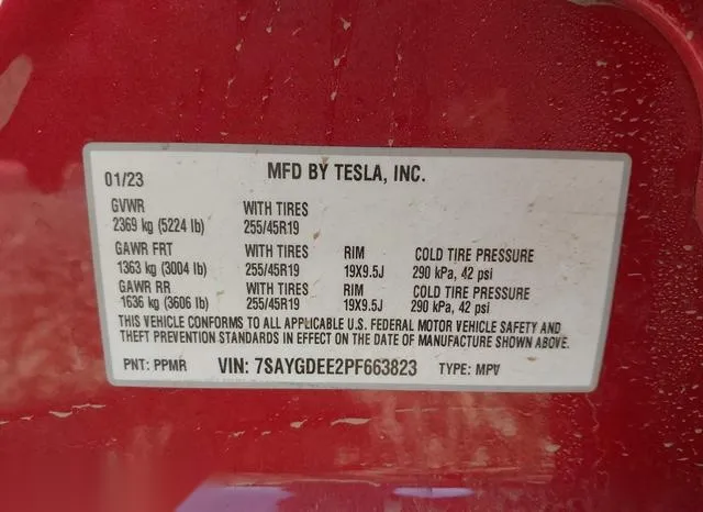 7SAYGDEE2PF663823 2023 2023 Tesla Model Y 9