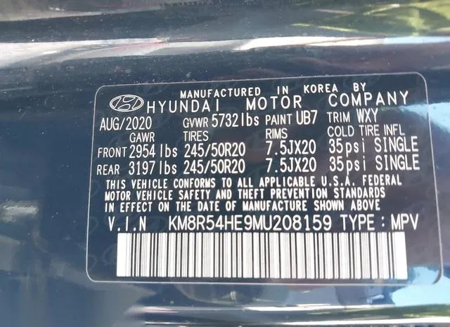 KM8R54HE9MU208159 2021 2021 Hyundai Palisade- Limited 9