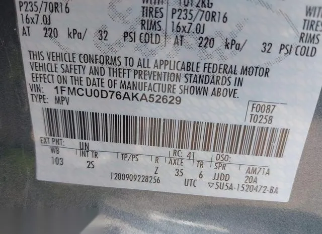 1FMCU0D76AKA52629 2010 2010 Ford Escape- Xlt 9