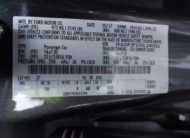 1FADP3F23HL245382 2017 2017 Ford Focus- SE 9