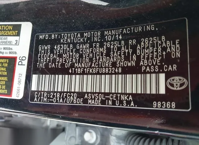 4T1BF1FK6FU883248 2015 2015 Toyota Camry- LE 9