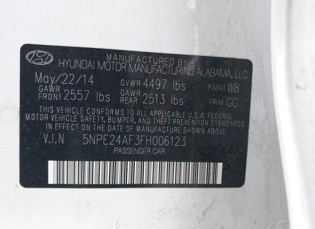 5NPE24AF3FH006123 2015 2015 Hyundai Sonata- SE 9